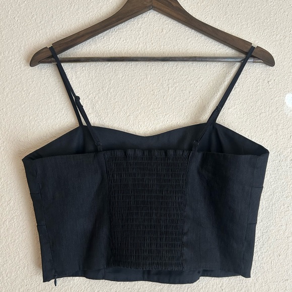 Jason Wu linen blend cut out crop top | large | black - Picture 3 of 6